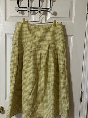 a new day Yellow Gingham A-Line Midi Skirt